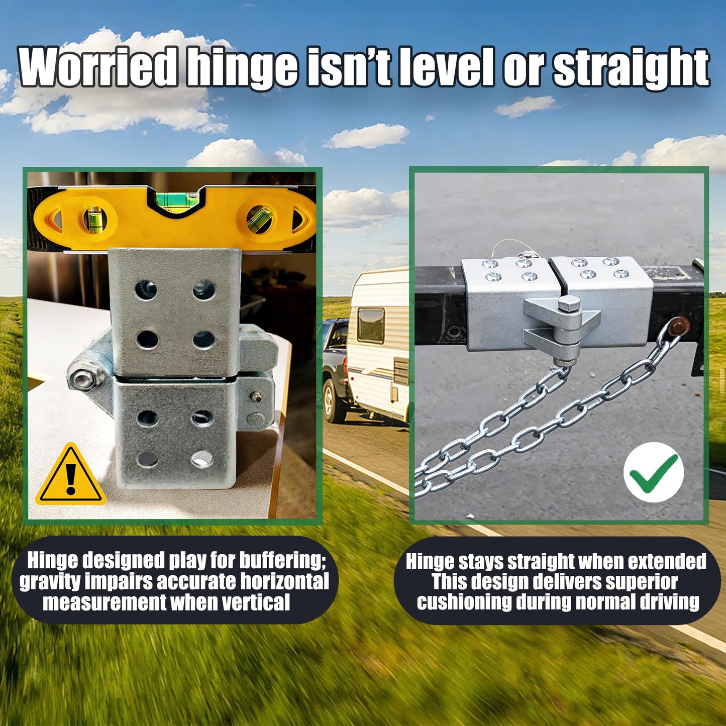 Folding Trailer Tongue Kit, 3 x 3 Inch Bolt-On Heavy Duty Tongue Hinge, 5,000 LBS Load Capacity, Trailer Tongue Hinge for RV, Utility, Boat & Cargo Trailers, Save Storage Space