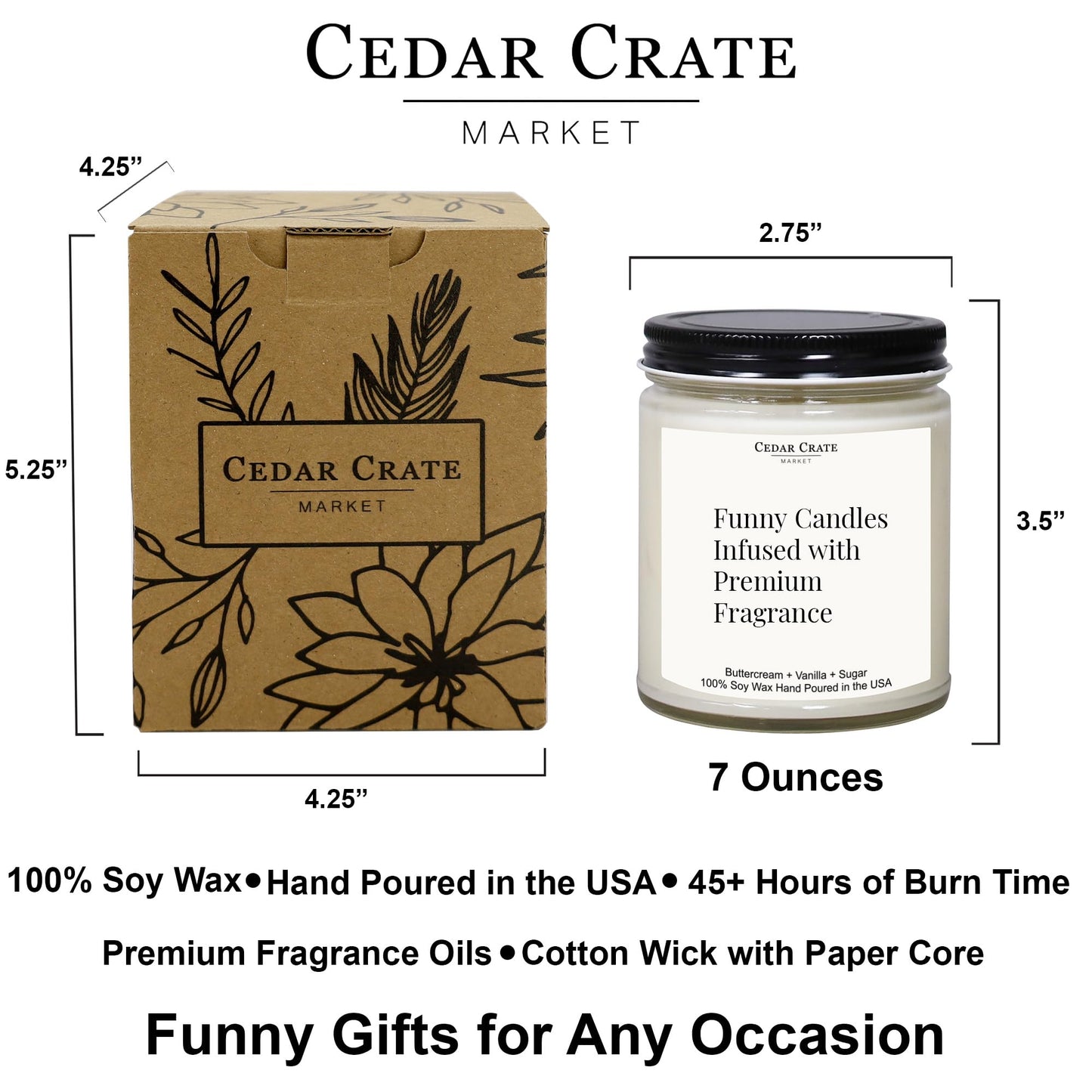 Cedar Crate Market “I Love You More” Gift for Her, Him, Wife, Husband - Jasmine Blossom Scented Soy Candle | Funny Best Friend Birthday Gift for Women, Men | Cute Adult Humor Candle