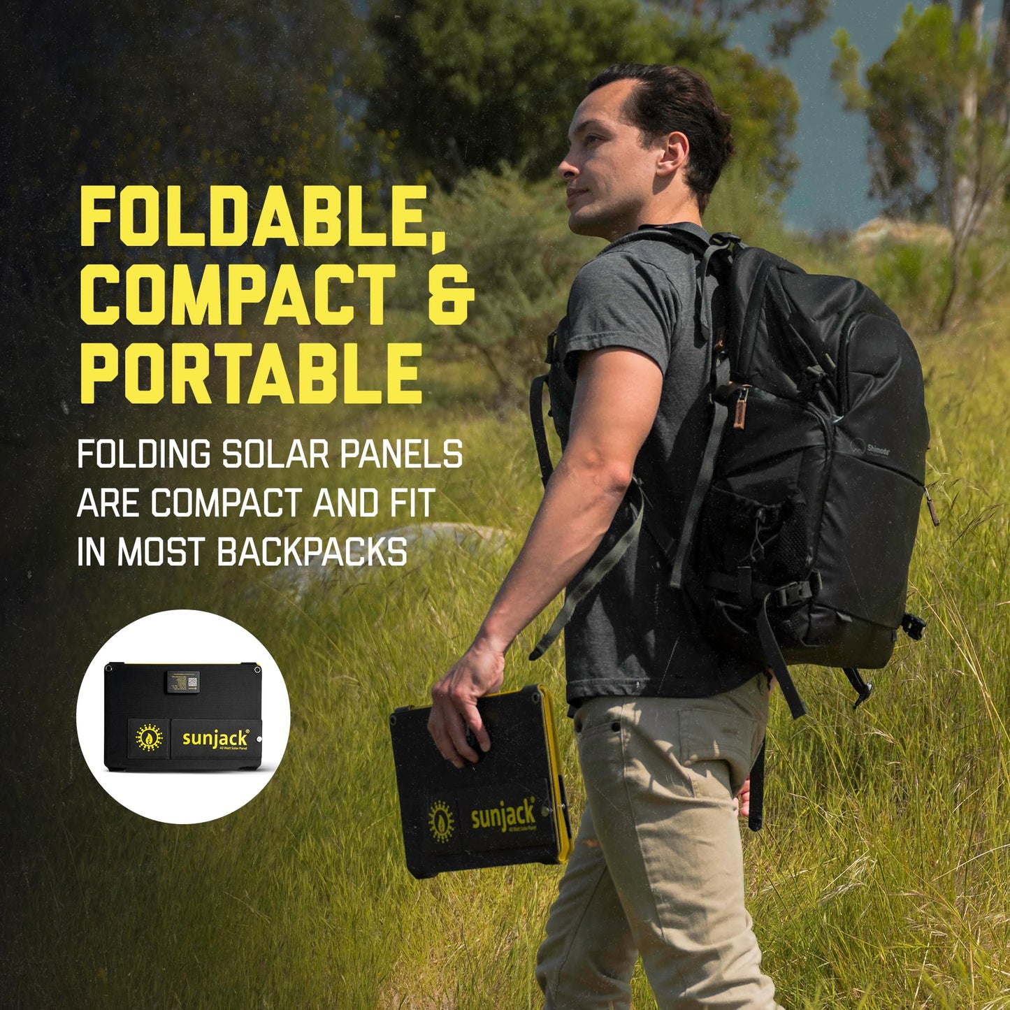 SunJack – 40 Watt Foldable Solar Panel, ETFE Waterproof Portable Solar Panel with Kickstands, USB-C PD30W, USB-A QC3.0, DC Output, Solar Panels for Camping, Hiking, Emergency Power