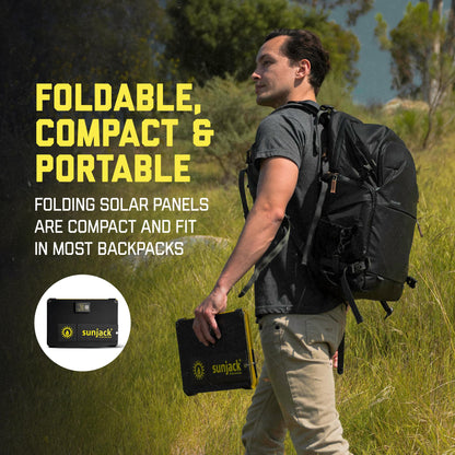 SunJack – 40 Watt Foldable Solar Panel, ETFE Waterproof Portable Solar Panel with Kickstands, USB-C PD30W, USB-A QC3.0, DC Output, Solar Panels for Camping, Hiking, Emergency Power