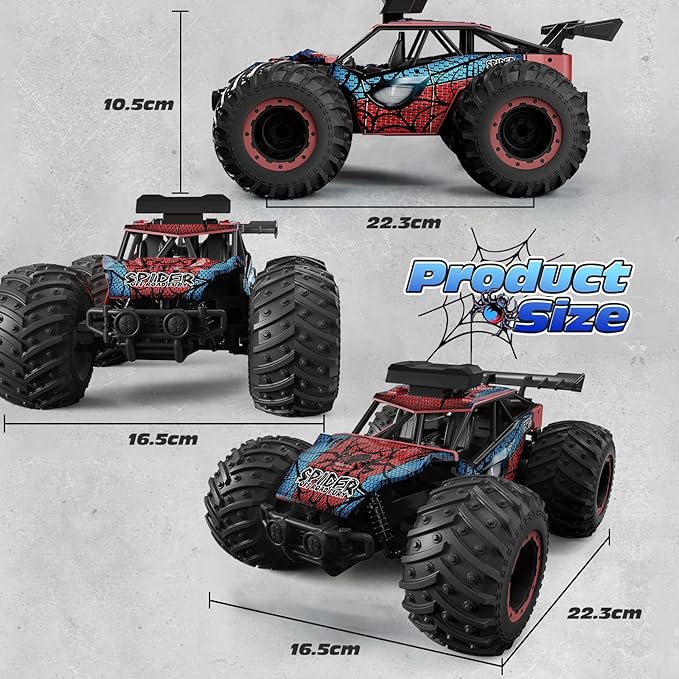 Tecnock RC Truck Remote Control Car for Kids Ages 6-8 8-12 1/20 Scale Off Road 2WD RC Cars with LED Lights and 50 Min Run Time 2.4GHz All Terrain Toys Vehicle Gifts for Boys Girls