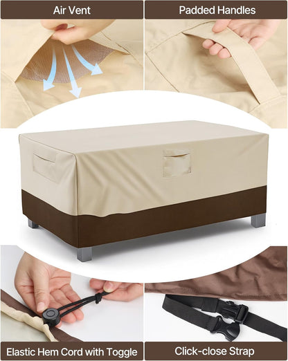 Vailge Heavy-Duty Waterproof Patio Table Cover - Rectangular/Oval Design | X-Large Beige & Brown