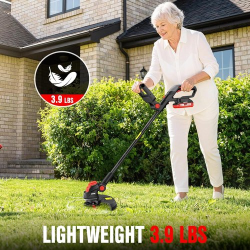 EWORK Cordless Weed Wacker - 20V 10-Inch Electric Grass Trimmer with Upgraded Cutter Blade & 2 Batteries