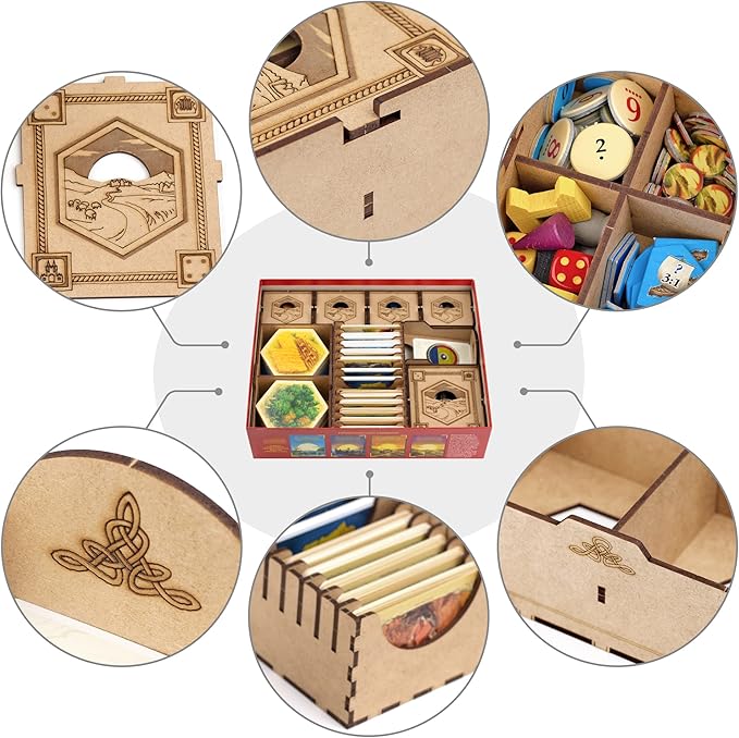 TowerRex Organizer Compatible with Catan Board Game and Cities and Knights Seafarers Expansions Storage Insert Accessories Upgrade