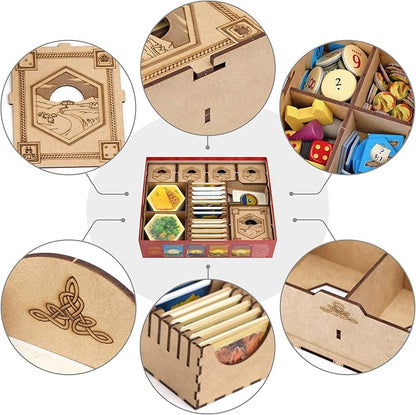 TowerRex Organizer Compatible with Catan Board Game and Cities and Knights Seafarers Expansions Storage Insert Accessories Upgrade