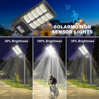 XCQMHF Solar Street Lights Outdoor Waterproof Dusk to Down with Motion Sensor, 6500W Outdoor Solar Flood Light for Parking Lot, LED Security Street Lights Solar Powered for Yard Garden & Walkway