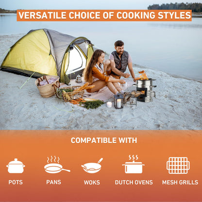Skyflame Camping Rocket Stove, Stainless Steel Wood Burning Stove Portable Camping Gear for Outdoor Backpacking Emergency RV Survival