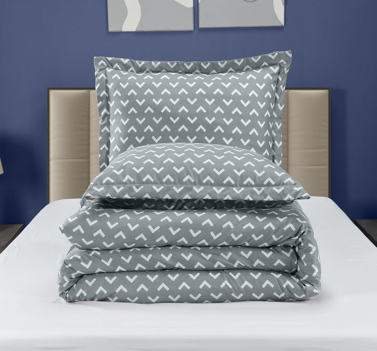 Utopia Bedding Queen Comforter Set - 3 Piece Arrow White Design | Soft Down Alternative Bedding (88x88 in)