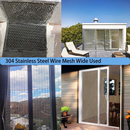 304 Stainless Steel Mesh Screen, 12 Mesh 304 Stainless Steel Security Screen, PVC Coated Heavy Duty 47inch x 118 inch Wire Mesh Window Screen Hardware Cloth Sturdy Metal Mesh Door Security Screen Mesh