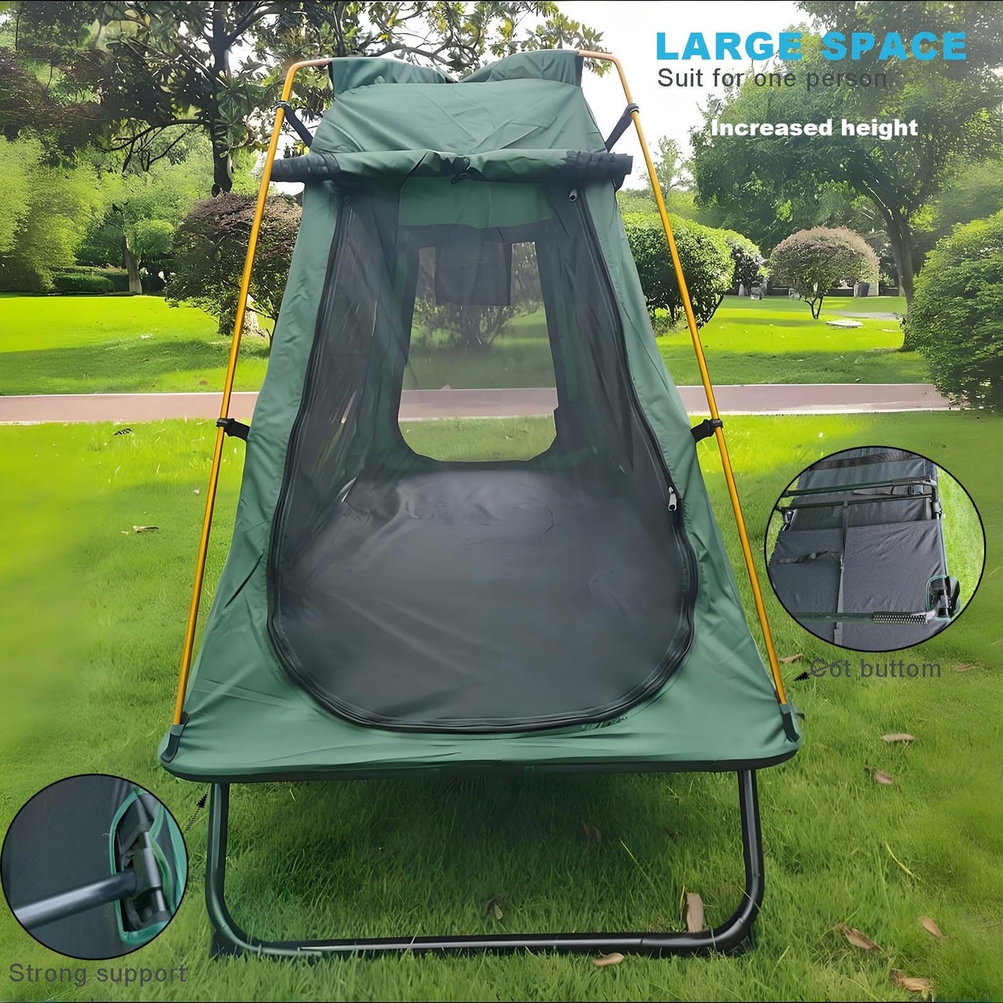 HI SUYI Tent Cot Folding Off The Ground Waterproof Camping Sleeping Bed with Rain Cover