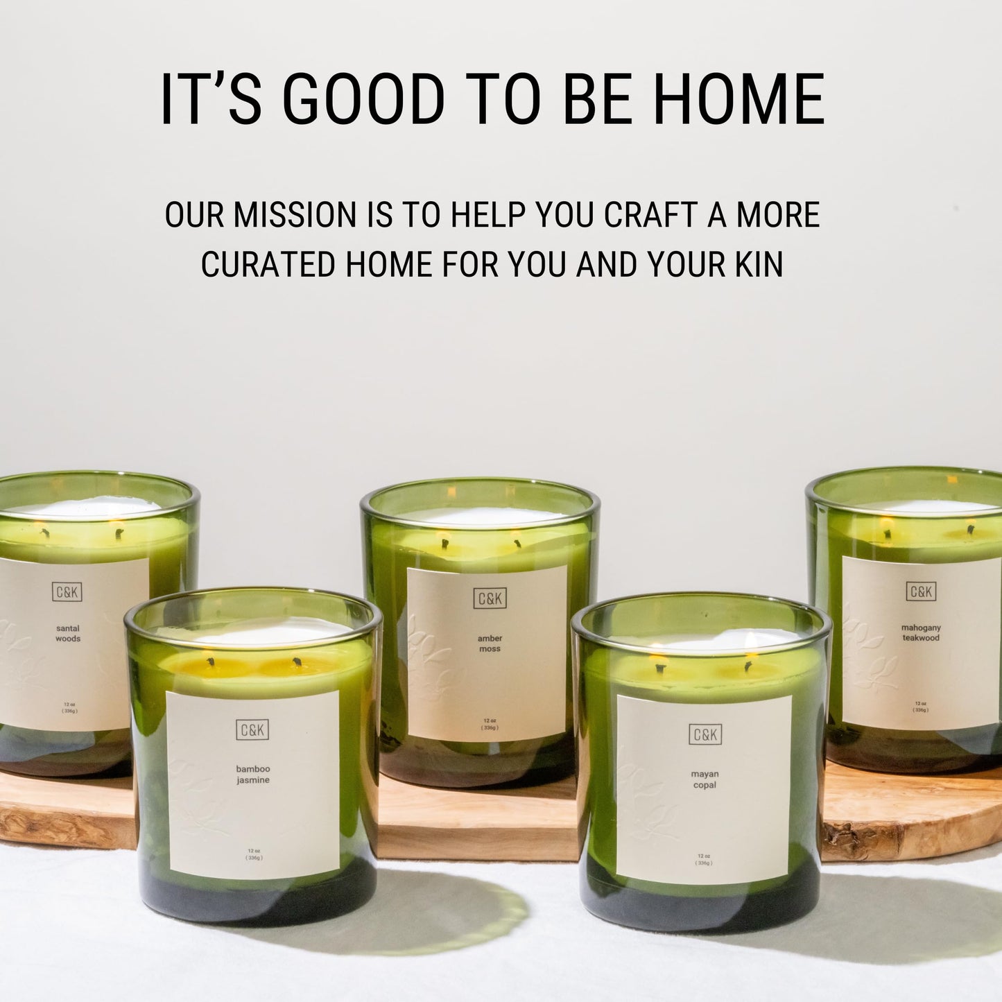 Craft & Kin 12oz Amber Moss Candle for Home | Premium Green Winter Scented Candles for Men | Made with Natural Soy | Holiday Candles Gifts for Men and Women | Nature Collection