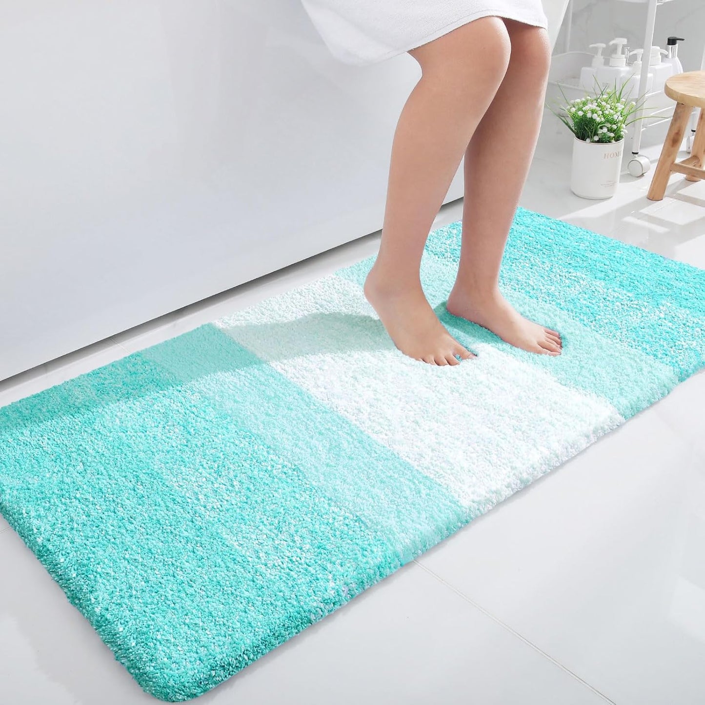 OLANLY Large Bathroom Rugs - Extra Soft Microfiber Mat, Quick-Dry & Machine Washable | Teal 45x27
