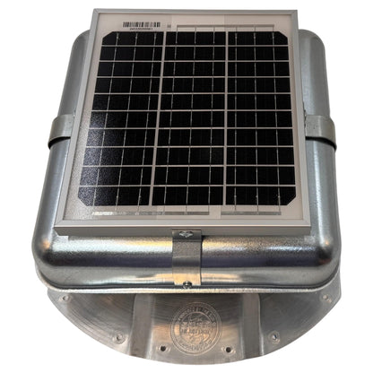 Solar Blaster Solar Mega RoofBlaster for 3.5" ribbed Conex Shipping Container Vent (Galvanized) | Solar Roof Vent Fan for Shipping Container Shipping Container Accessories Storage Container Vent