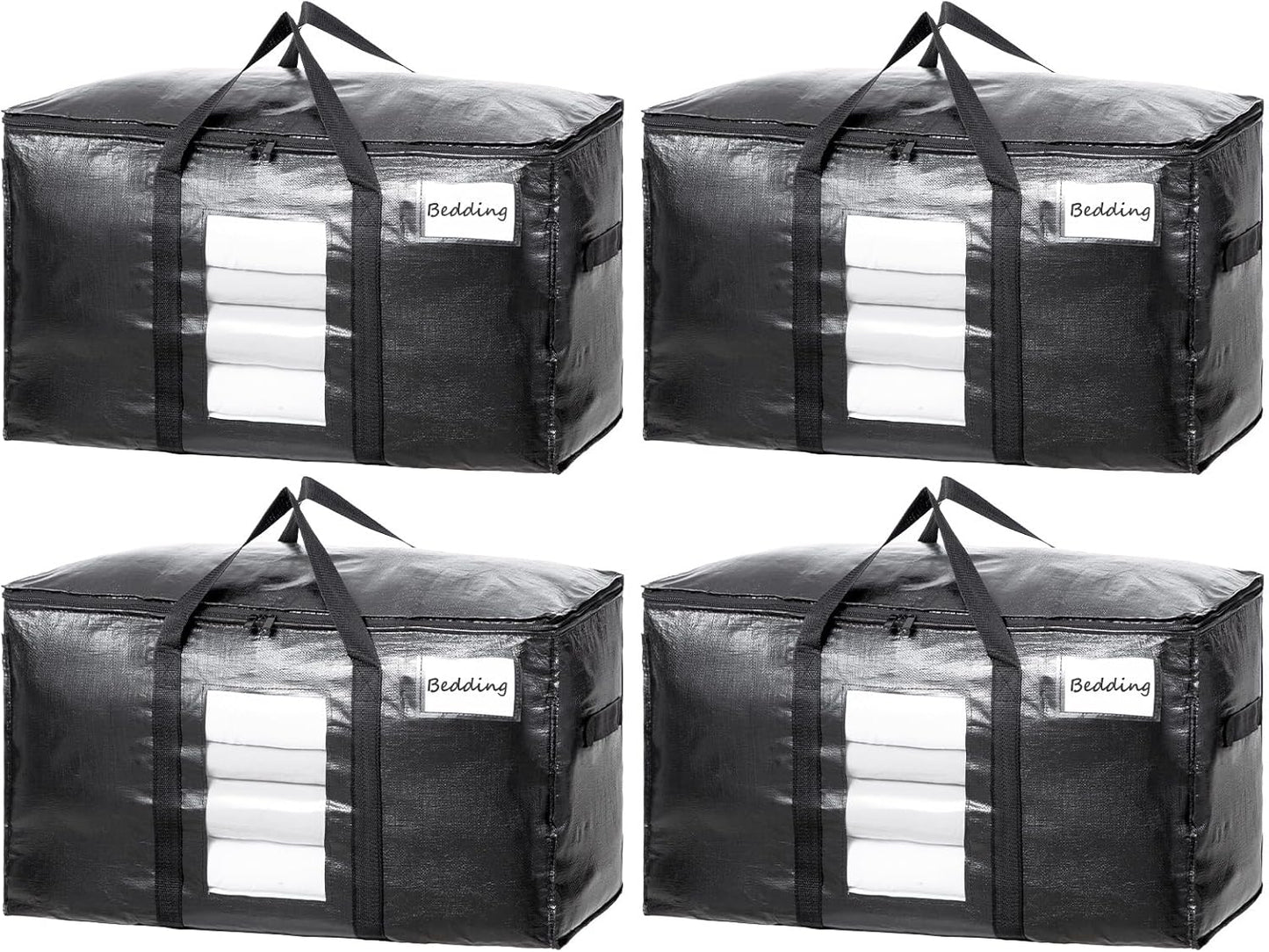 TAILI Extra Large Moving Bags - 4 Pack Heavy Duty Totes with Visible Window & Wrap Around Handles