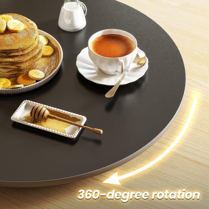 19.7" Lazy Susan Turntable–360° Sinteredstone Silent Anti-Slip Turntable, Table Top Centerpiece for Kitchen, Pantry, Spice Rack, Refrigerator & Dining Table, Black