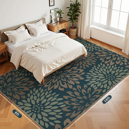 HEBE Easy Jute Area Rugs 8x10ft, Large Outdoor Rug for Patios Non Slip Washable, Floral Floor Carpet for Indoor Outdoor Bedroom Dining Room Balcony Porch