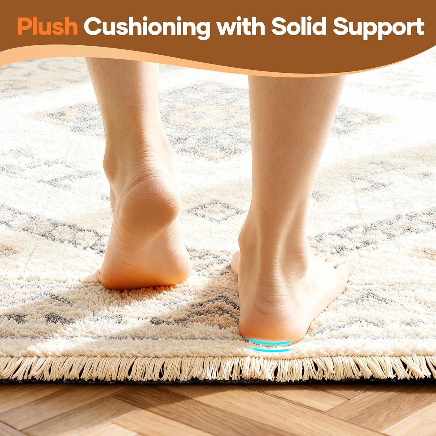 Veken Round Non-Slip Rug Pad - Cushioned Felt & Silicone Backing, 5 Ft, 1/8" Thick for Hardwood Floors
