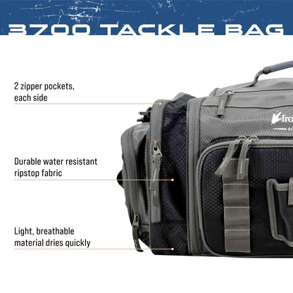 FROGG TOGGS Heavy Duty Fishing Tackle Duffle Bag, Includes Bait Trays, Black, 3700