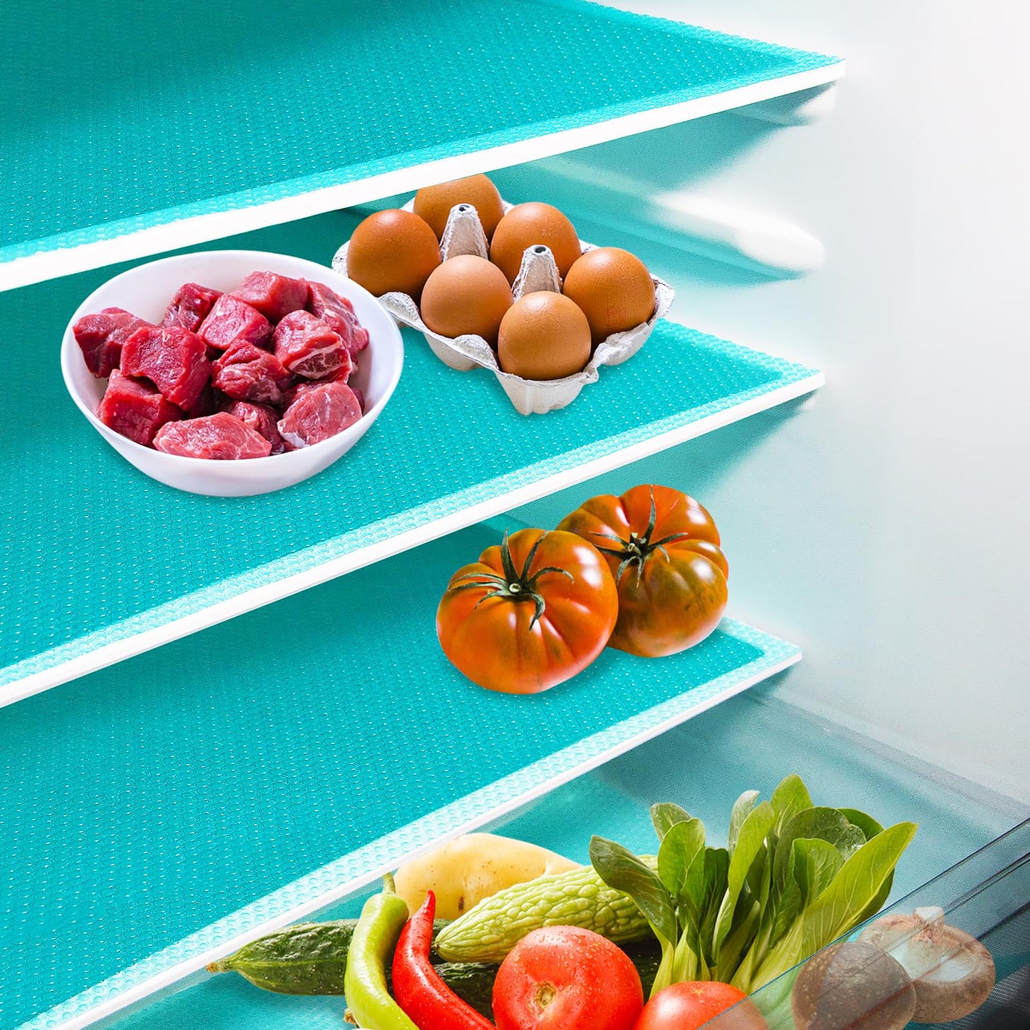 Daixers 20Pcs Refrigerator Liners, Washable Fridge Liner Shelf Mats Refrigerator Pads for Cupboard Cabinet Drawer Home Kitchen Accessories Organization (Blue)