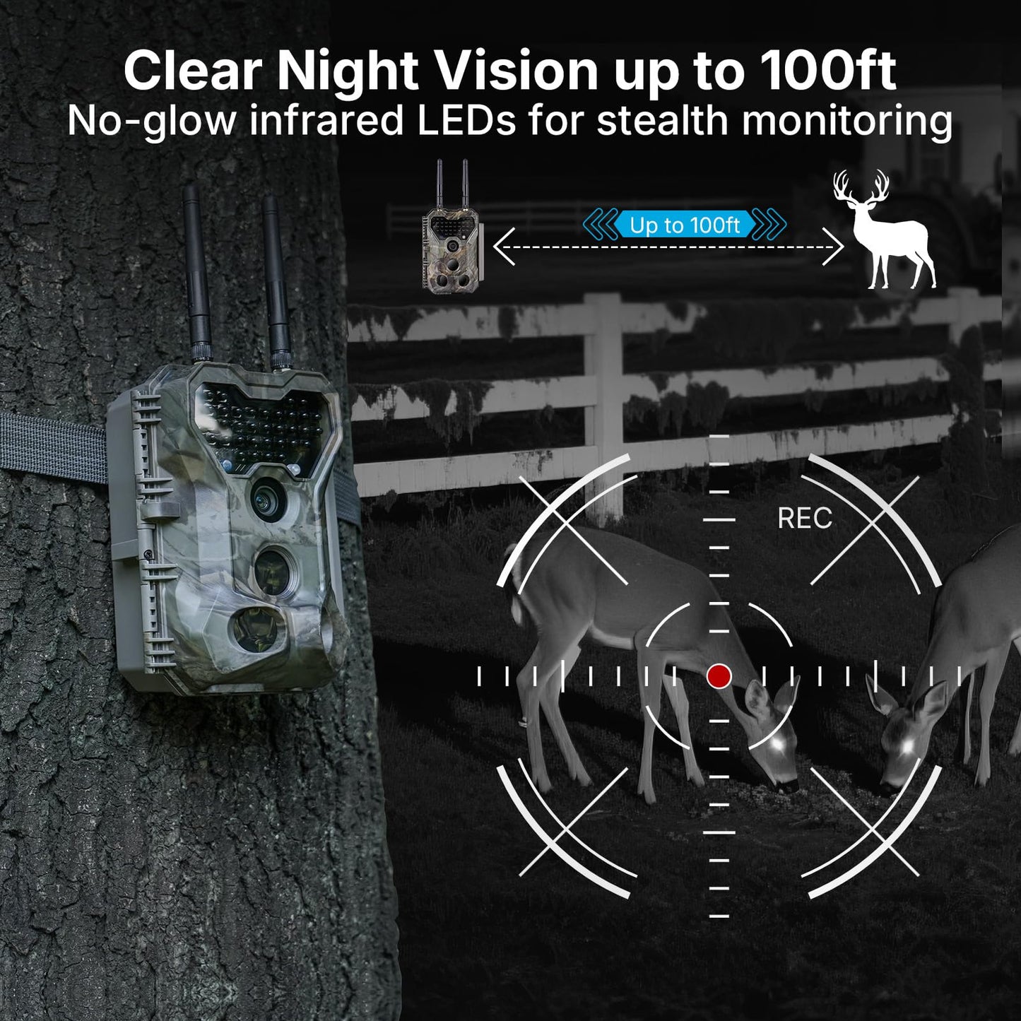 Meidase Solar WiFi Trail Camera P300 (Non-Cellular), 64MP Photos, 1296P Video, 165ft Dual-Antenna Range, Motion Activated