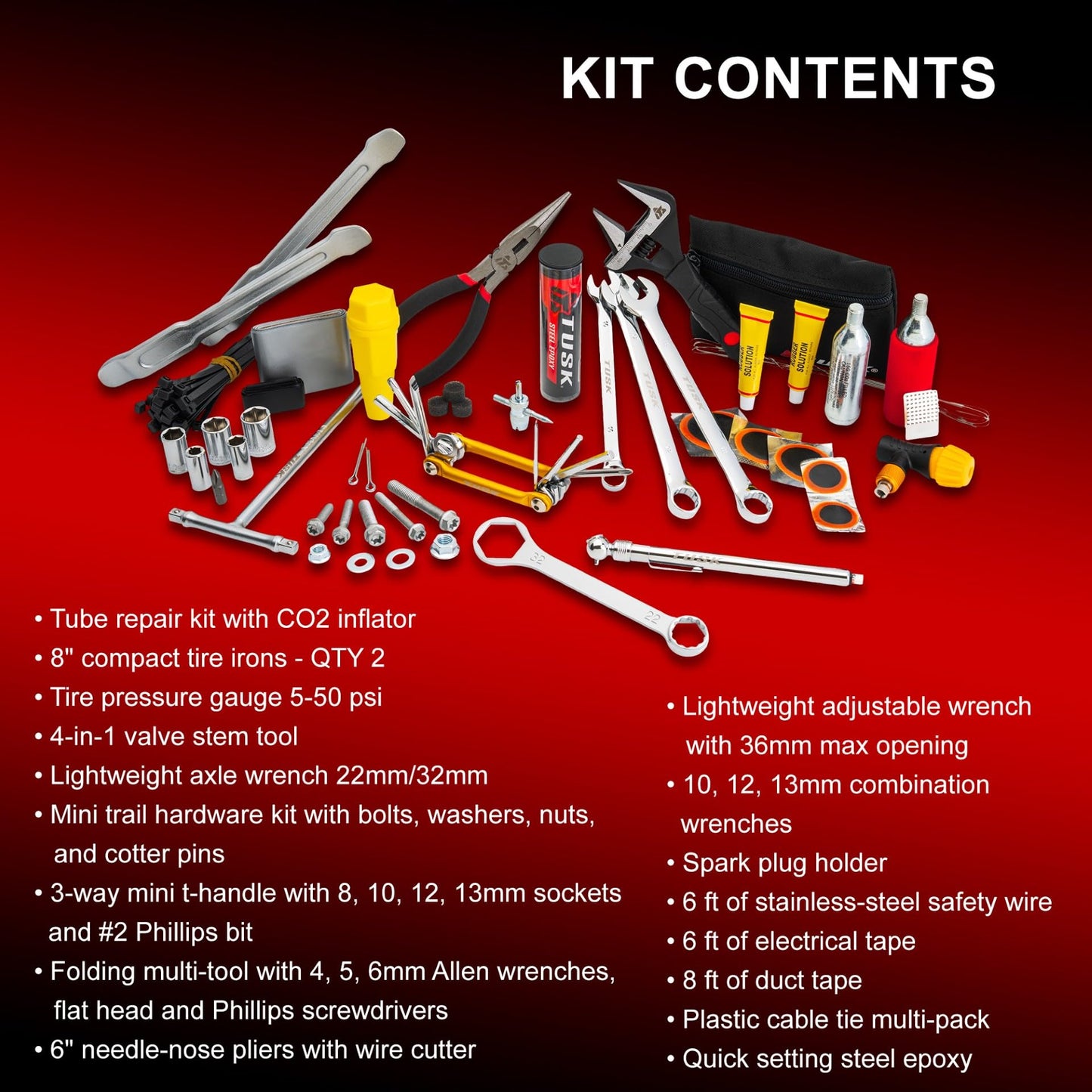 Tusk Compact Motorcycle Essentials Trail Saver Tool Kit (Axle Wrench 22mm/32mm) Compatible with Honda CRF250R 2004-2026/CRF250RX 2019-2026/CRF250X/CRF450X 2004-2026