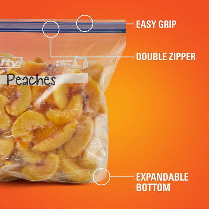 Hefty Press to Close Plastic Freezer Bags, Half Gallon Size, 20 Count