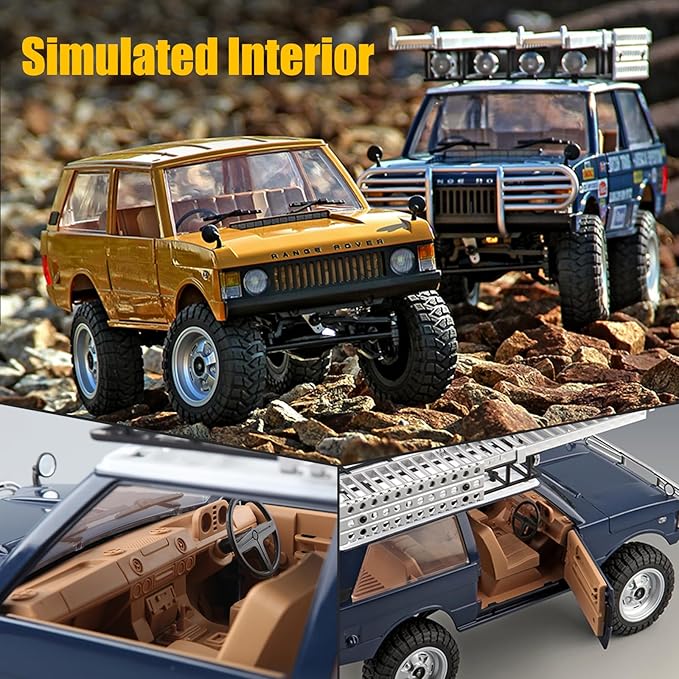 MN-168 1/12 RC Crawler Ranger Rover 1970 RC Truck 4x4 Off Road Car 2.4GHz RC Rock Climber Vehicles with 7.4V 1200mAh Battery RTR for Adults (Yellow)