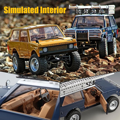 MN-168 1/12 RC Crawler Ranger Rover 1970 RC Truck 4x4 Off Road Car 2.4GHz RC Rock Climber Vehicles with 7.4V 1200mAh Battery RTR for Adults (Yellow)