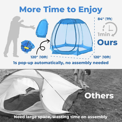 All Weather Proof Pod Pop Up Bubble Tent for 4-8 People, Large Oversize Dome House, Cold Protection Camping Tent, Winter Instant Igloo for Outdoor Activities 10x10FT Blue