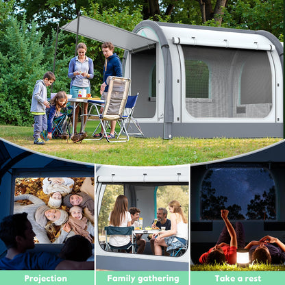 Inflatable SUV Tent for Camping, Large Quick Setup Blow Up Glamping Tents, 6-Person Tent with Detachable Car Attachment, Van Tents with Storage Bag &Projection Screen, Waterproof SUV Awning for Travel