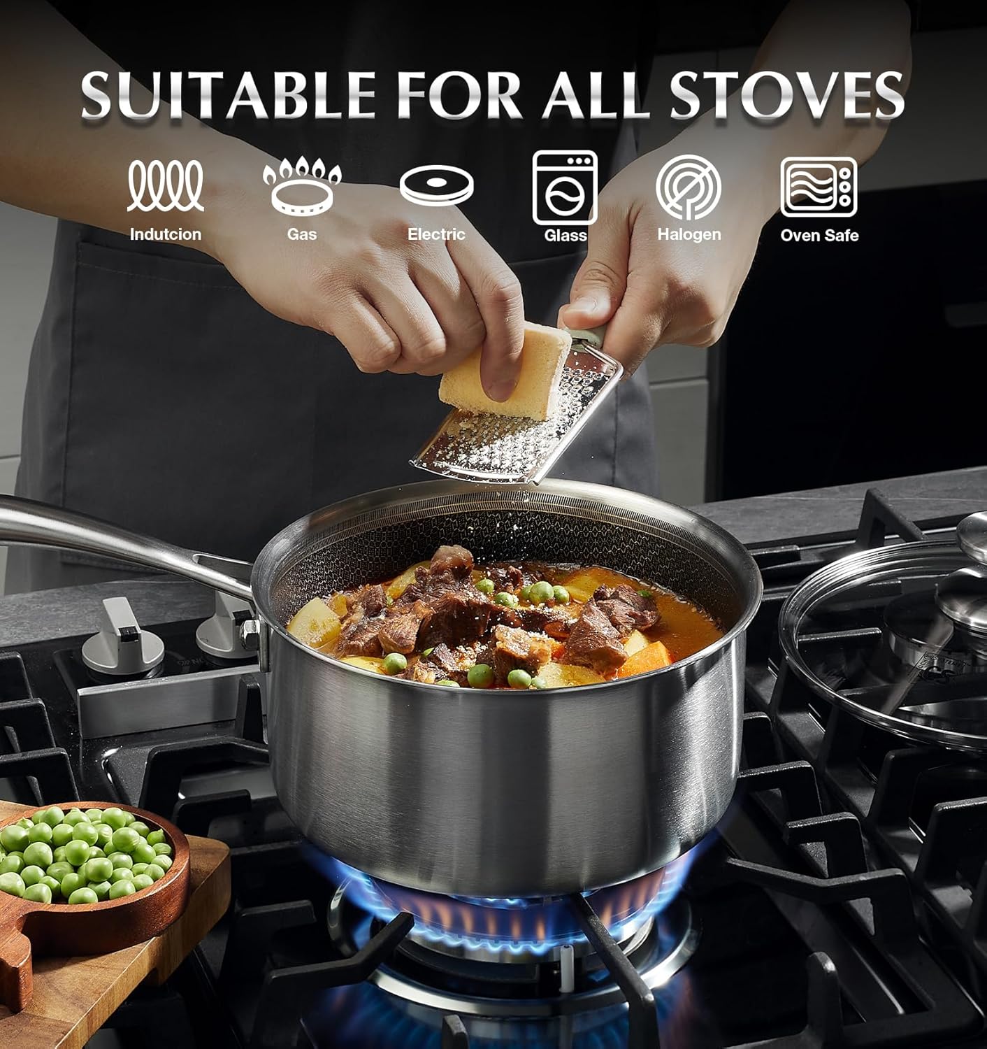 KOCH SYSTEME CS Hybrid Nonstick Stainless Steel Saucepan Set - 6-Piece Induction-Ready Cookware Set