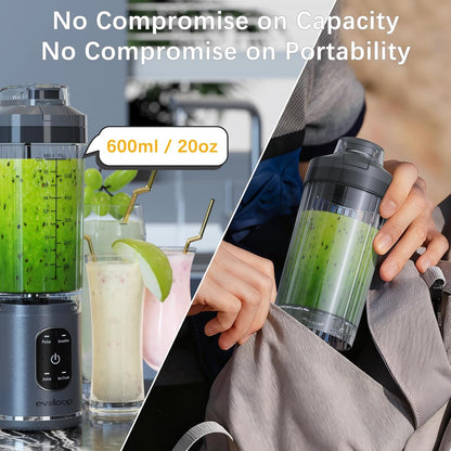 Skiennix Personal Blender - Portable Smoothie Maker with 4 Programs | Cordless USB-C Rechargeable, 18 oz