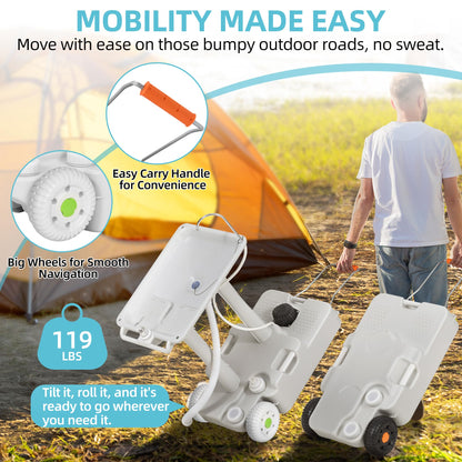 YITAMOTOR 30L Portable Camping Sink, Portable Hand Washing Station 30L Sewage Tank with Large Wheels, Foot Pump, Towel Holder, Soap Dispenser for Outdoors, Garden, Camping, Worksites, Camping Events