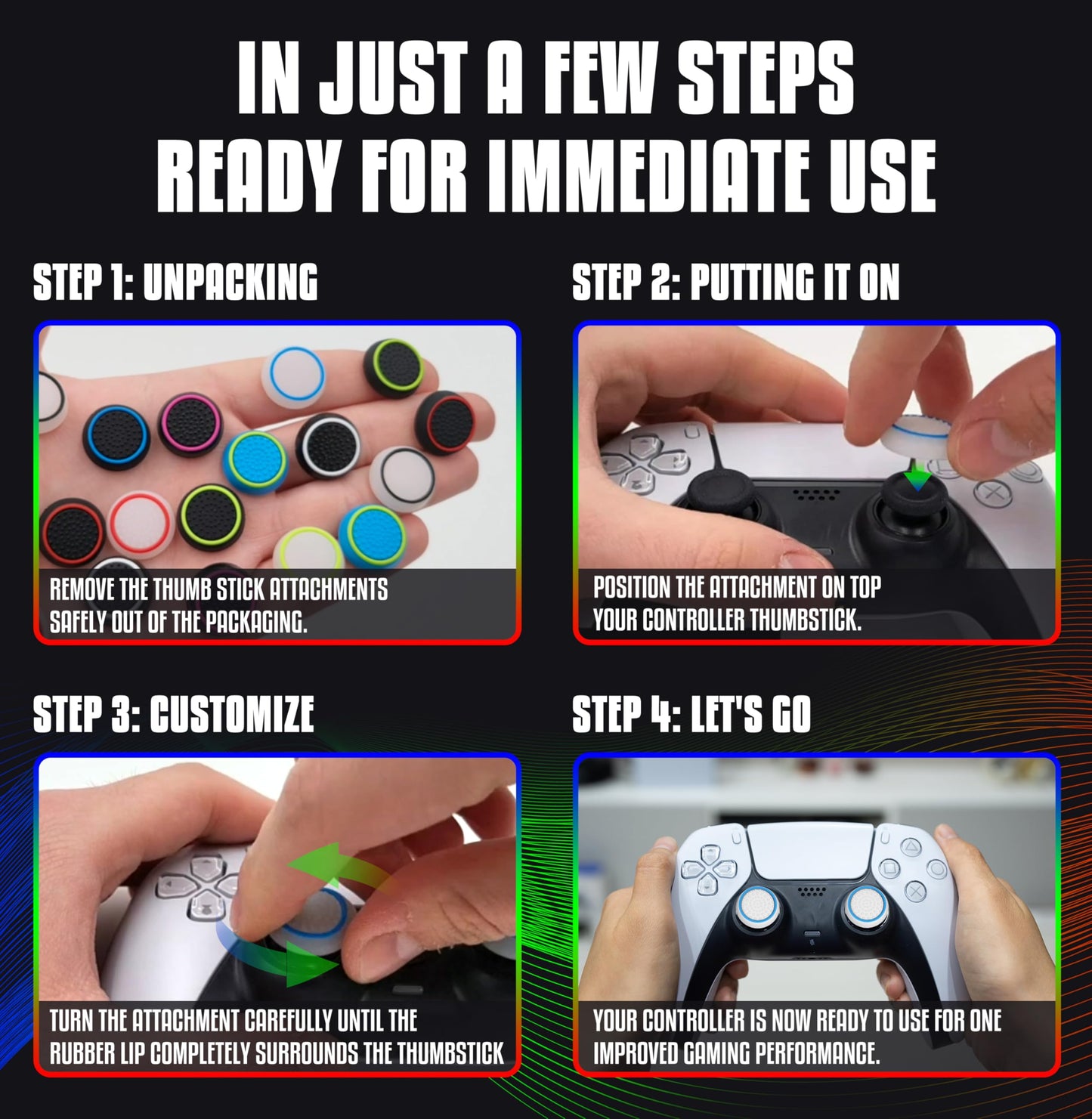 MatoSan® 20 Controller Grip Thumbstick Accessories Silicone Caps | Compatible for PS4, PS5 Controller Thump Grips Protection - Enhanced Precision PS5 Thumpstick Grips