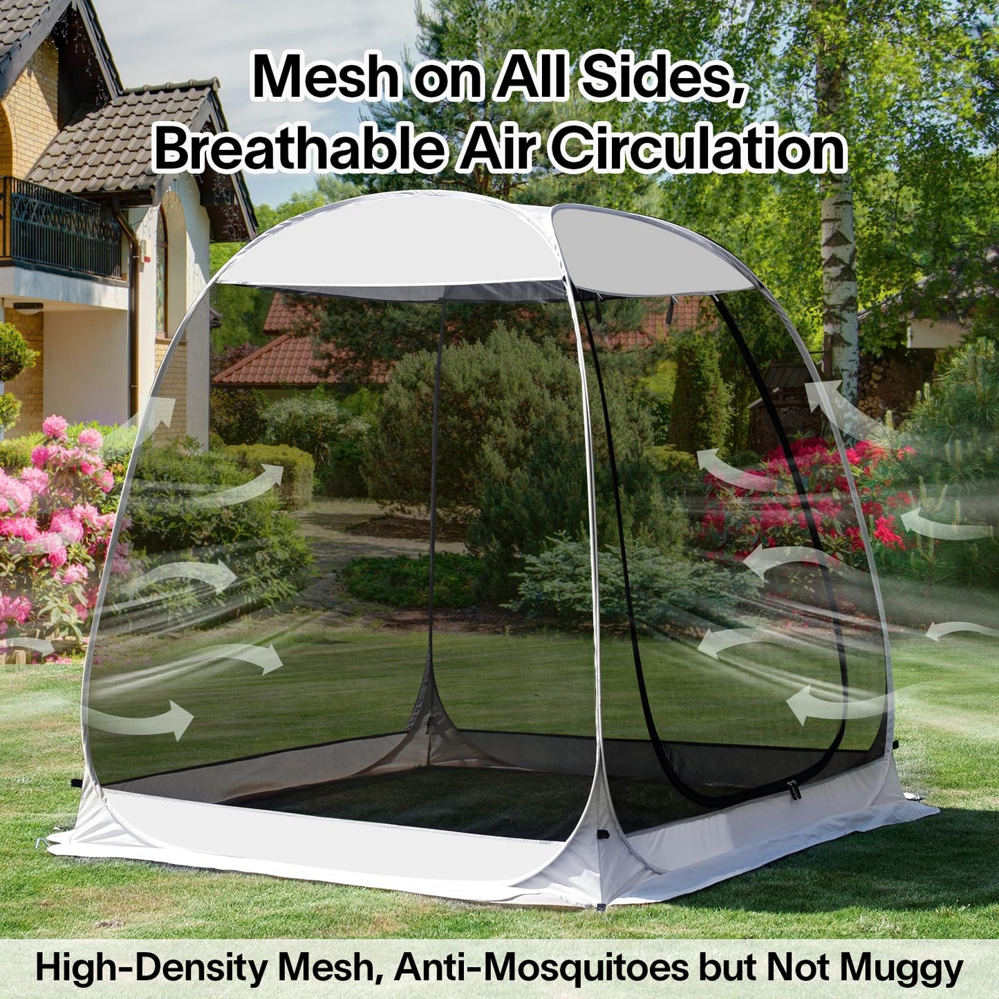 LEEDOR® Pop Up Screen House, 2-3 Person Outdoor Screen Tent, Camping Screen Room with Carry Bag, Screen Gazebo with Mosquito Netting, Instant UV Resistant Sun Shelter for Garden, Patio, Backyard 6'x6'