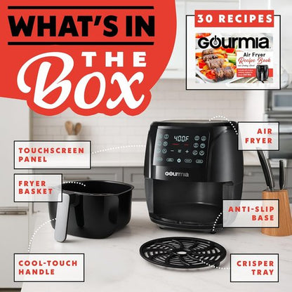 Gourmia Air Fryer - 4 Qt Capacity, Digital Display with 8 Cooking Presets | Compact Black Design