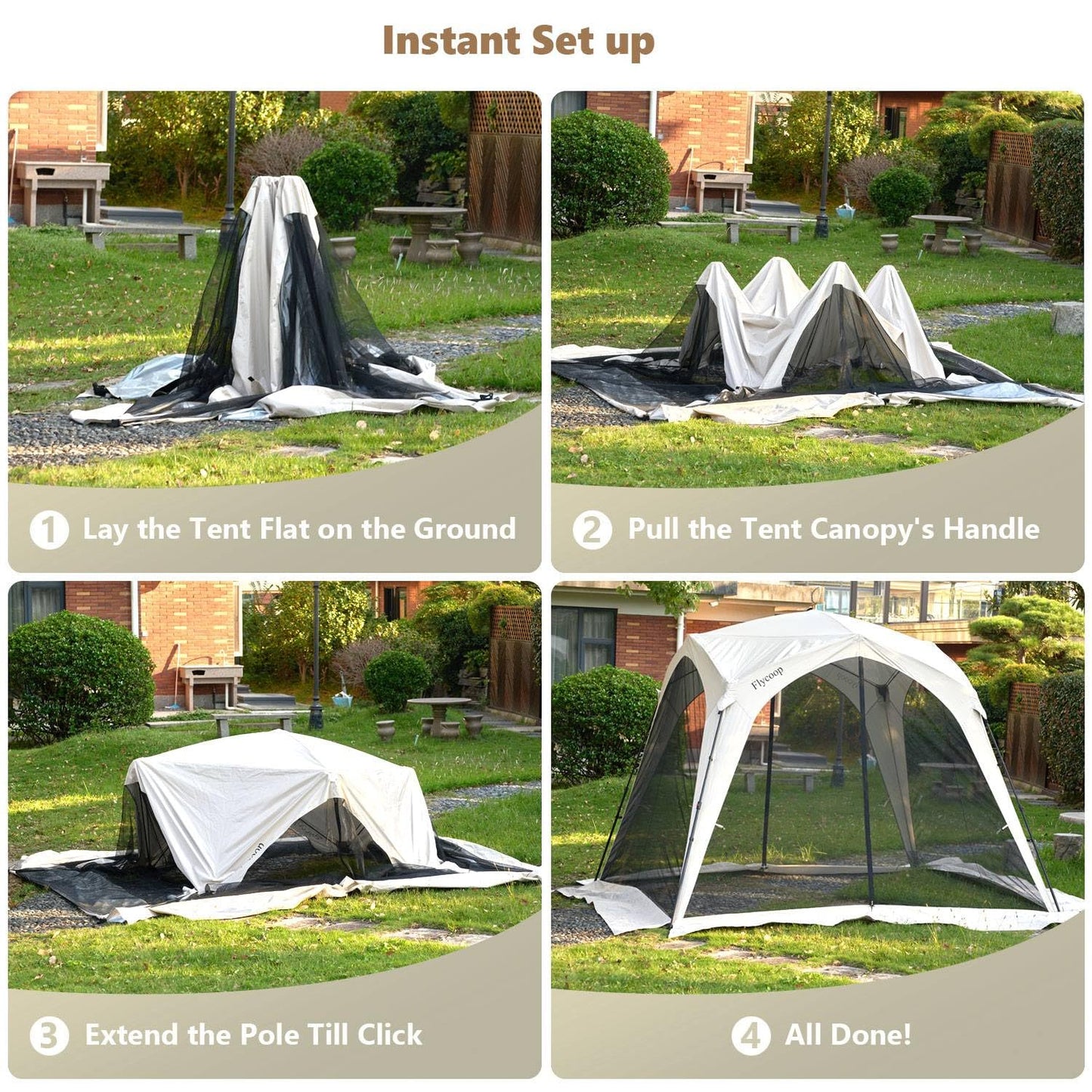 10x10 Portable Canopy Tent Gazebo with Mosquito Netting, Screen Tent 6-8 Person, Foldable Outdoor Canopy Shelter, Screen House for Camping Backyard Patio, Outdoor Gazebo Shade Canopy