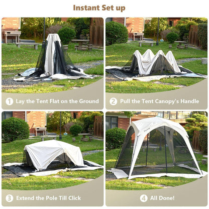 10x10 Portable Canopy Tent Gazebo with Mosquito Netting, Screen Tent 6-8 Person, Foldable Outdoor Canopy Shelter, Screen House for Camping Backyard Patio, Outdoor Gazebo Shade Canopy