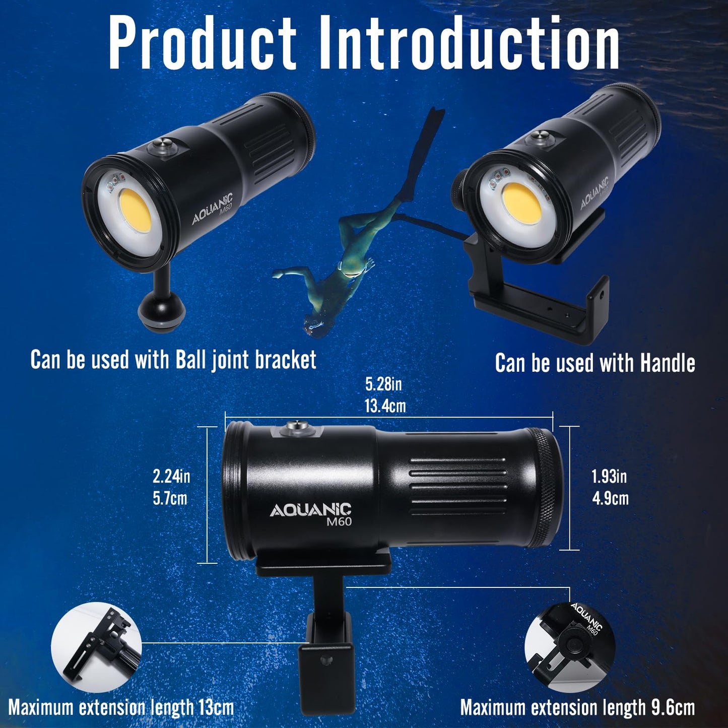 nitescuba M60 Scuba Diving Flashlight 6000 Lumens Underwater Diving Light,Dive Light Rechargeable with USB-C Charging,IP68 Waterproof Night Dive Torch(100m/330ft)