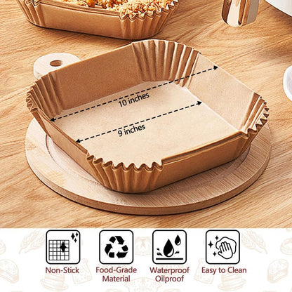 10 Inch Air Fryer Liners Disposable, 100 Pack Parchment Paper Sheets for Air Fryer Basket, Non-Stick, Disposable, Unbleached, Heat Resistant, Fits 5-8 QT Air Fryers, Oil-Free & Healthy Cooking