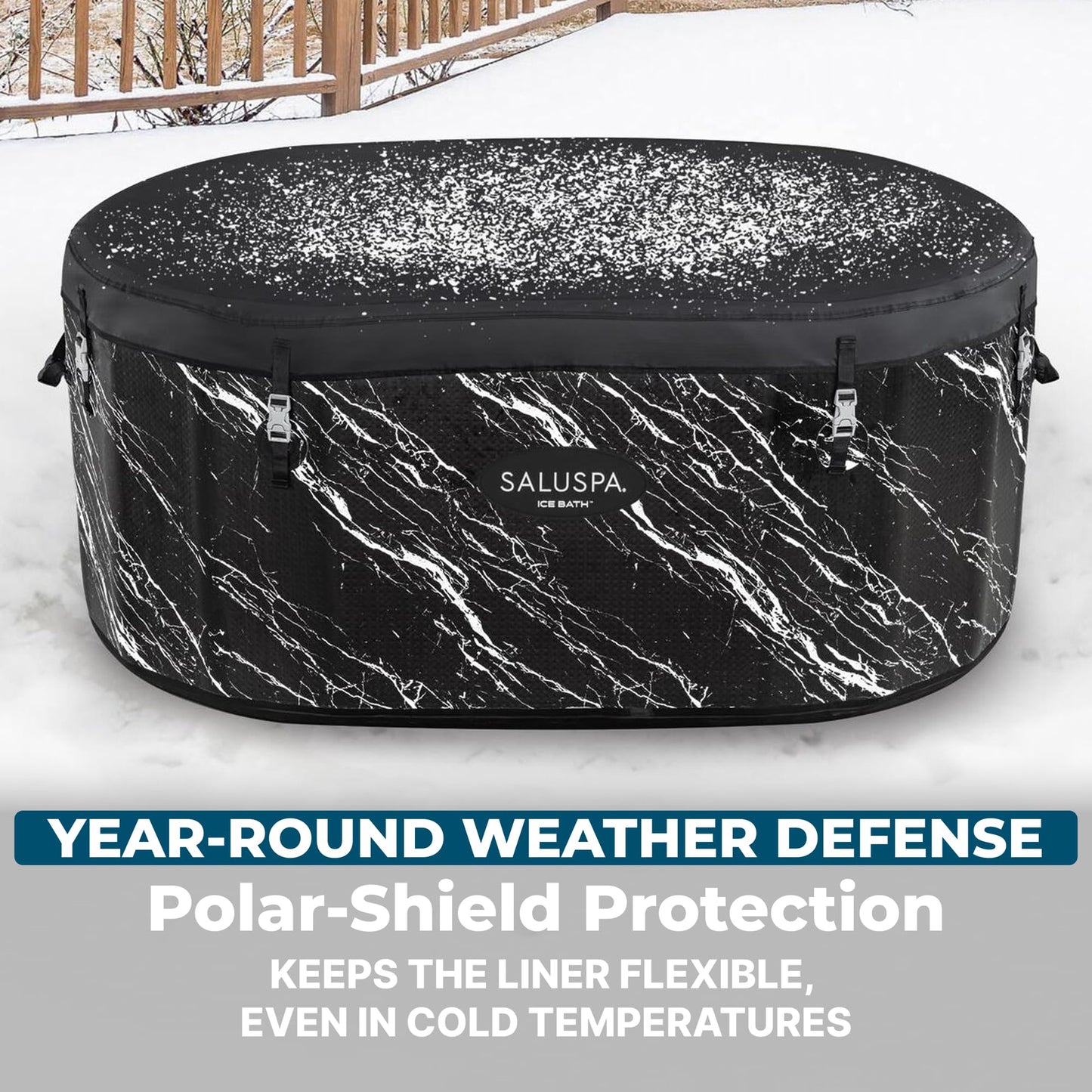 Bestway SaluSpa: Glacial Dip - Cold Plunge Inflatable Tub - 60x36x28, Black Marble, Ice Bath, FortiFiber, Polar Shield Year Round Use, Cover & Storage Bag