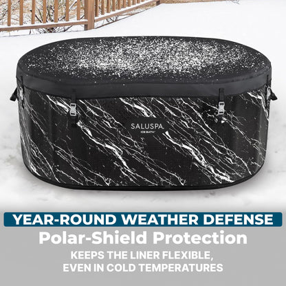 Bestway SaluSpa: Glacial Dip - Cold Plunge Inflatable Tub - 60x36x28, Black Marble, Ice Bath, FortiFiber, Polar Shield Year Round Use, Cover & Storage Bag