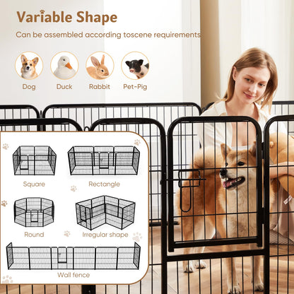 DUMOS Dog Playpen Indoor, Metal 40 Inch 8 Panels Foldable Pet Fence with Door, Outdoor Small Medium Large Dog Puppy Portable Exercise Play Pen for RV Camping, Trips, Play Yard