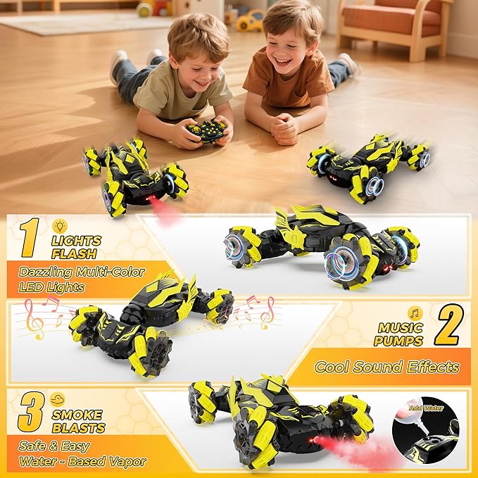 Gesture Sensing RC Stunt Car Toys for 6-12 Years Old Boys Hand Controlled Remote Controlled Car 2.4GHz &amp 4WD  360° Drifts Offroad with Lights &amp Music Christmas Birthday Gifts for Kids Ages