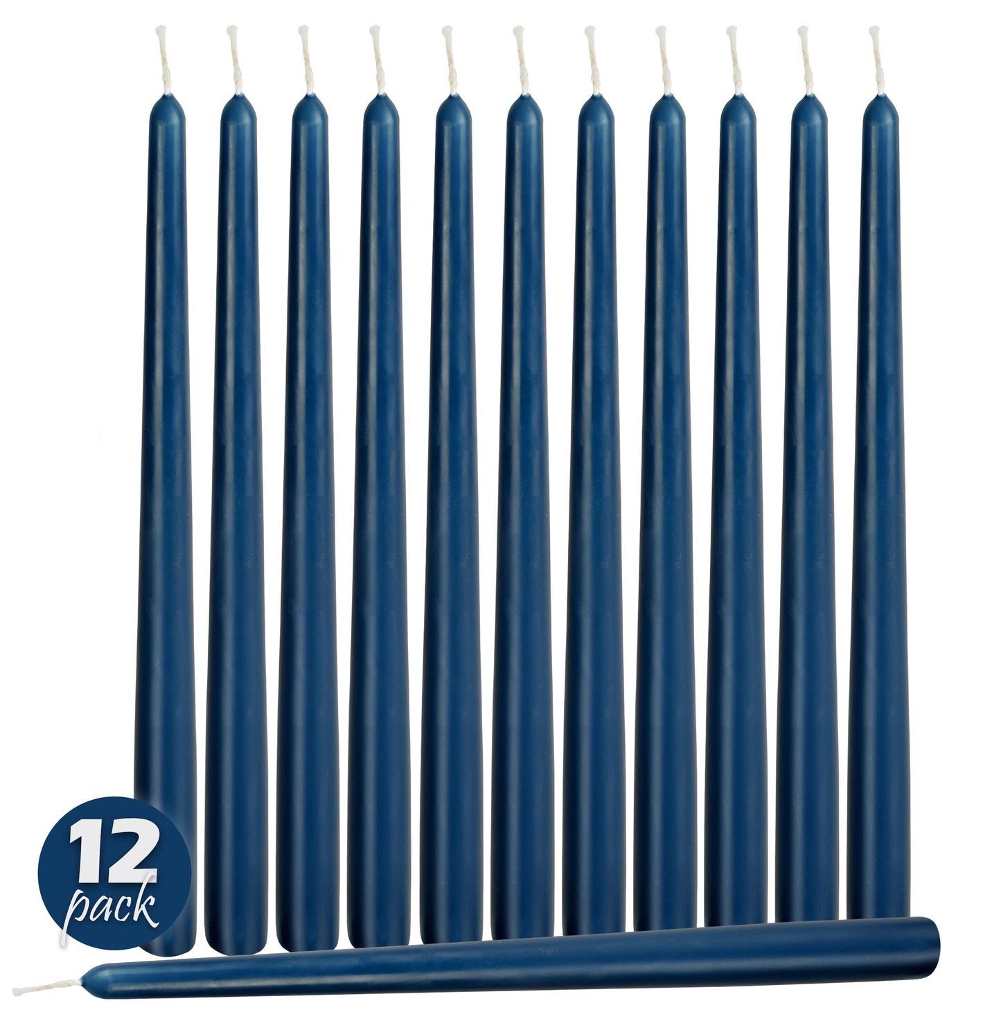 Hyoola 12 Pack Tall Taper Candles - 14 Inch Midnight Blue Dripless, Unscented Dinner Candle - Paraffin Wax with Cotton Wicks - 12 Hour Burn Time