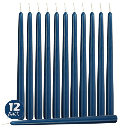 Hyoola 12 Pack Tall Taper Candles - 14 Inch Midnight Blue Dripless, Unscented Dinner Candle - Paraffin Wax with Cotton Wicks - 12 Hour Burn Time