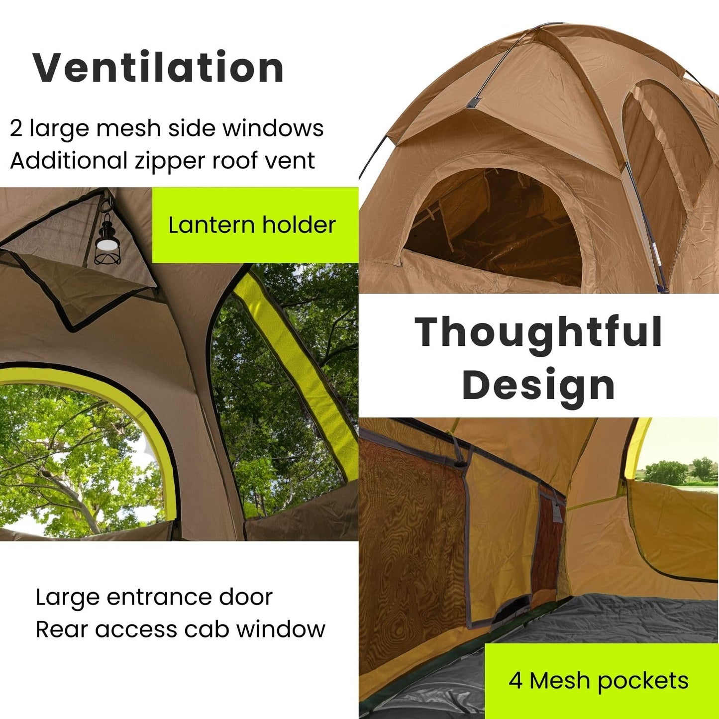 Savvycraft Pickup Truck Tent for Full Size Truck 8.0'-8.2' Long Bed, Waterproof P3000mm 2-Person Double Layer Truck Bed Tent Camping Tent, Expandable Awning, Rainfly, Storage Bag Included Brown