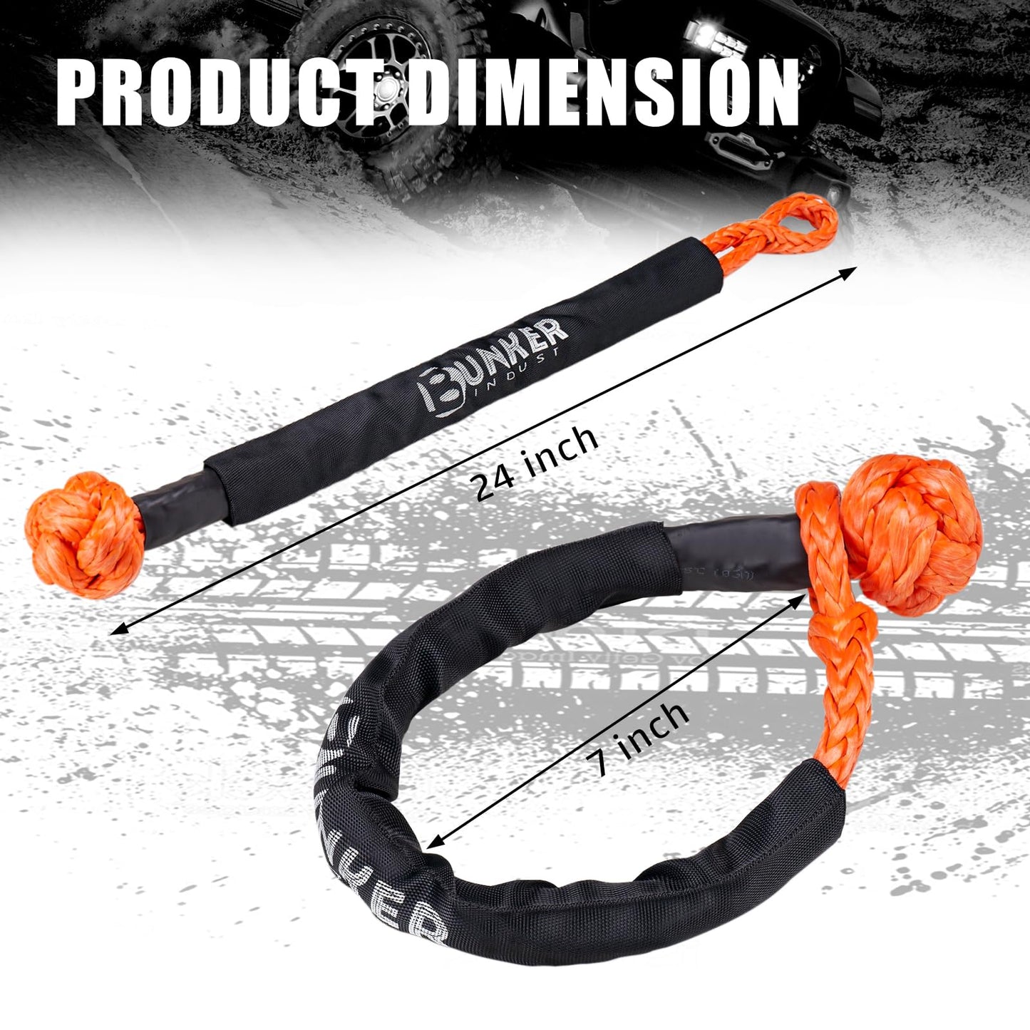 BUNKER INDUST Offroad High Lift Jack with Pair Traction Board Mate + 2Pcs Synthetic Soft Shackle Rope