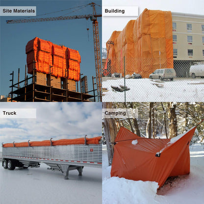ONENESS Concrete Blanket, Construction Concrete Curing Blanket 3.6mm/0.15inch Thickness, Tarpaulin, Multipurpose Use Waterproof Tarps with Ball Bungee Cords,12' x 24'