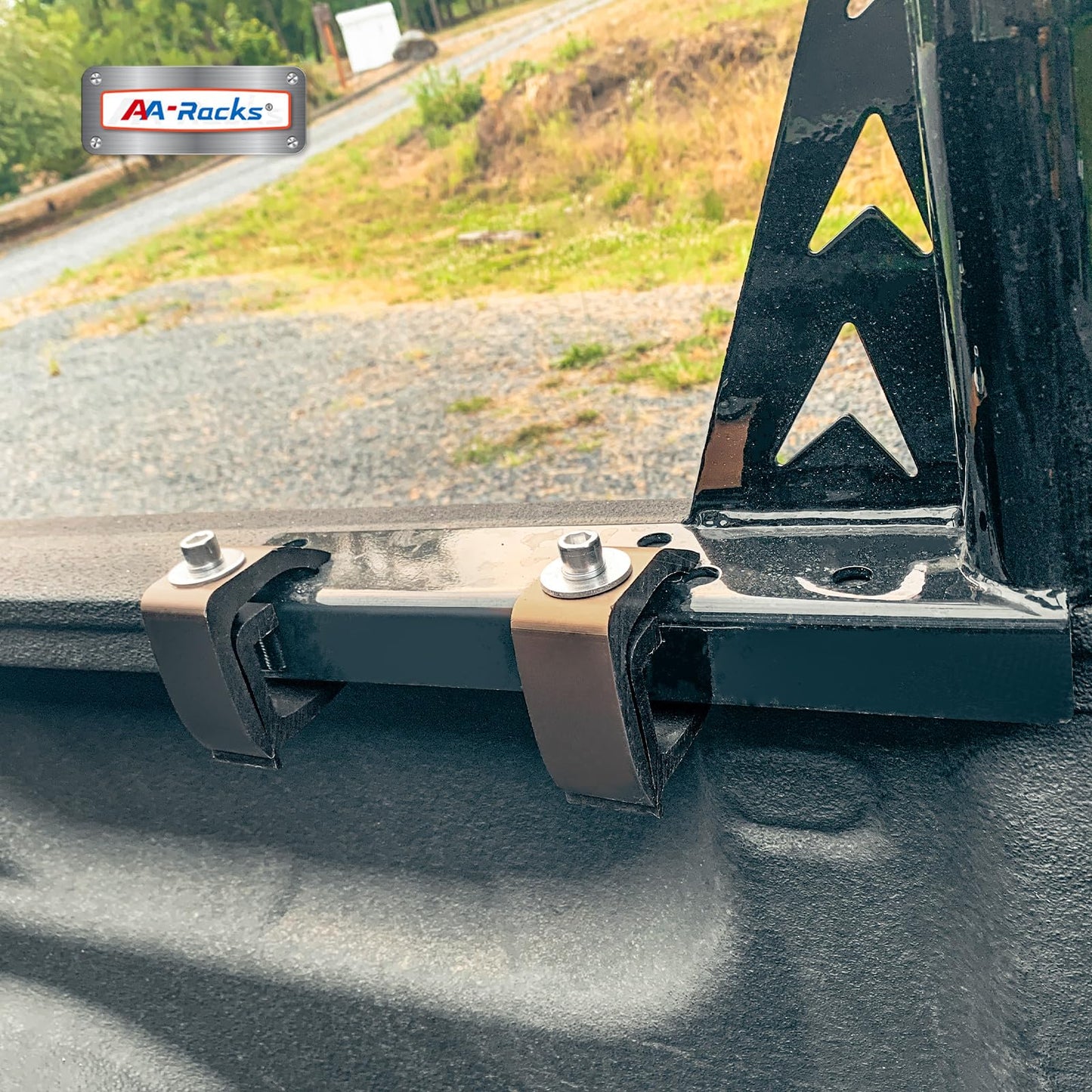 AA-Racks Model X33 Low-Profile Pickup Truck Ladder Racks with (8) Non-Drilling C-Clamps Steel Utility Two-bar Set Black